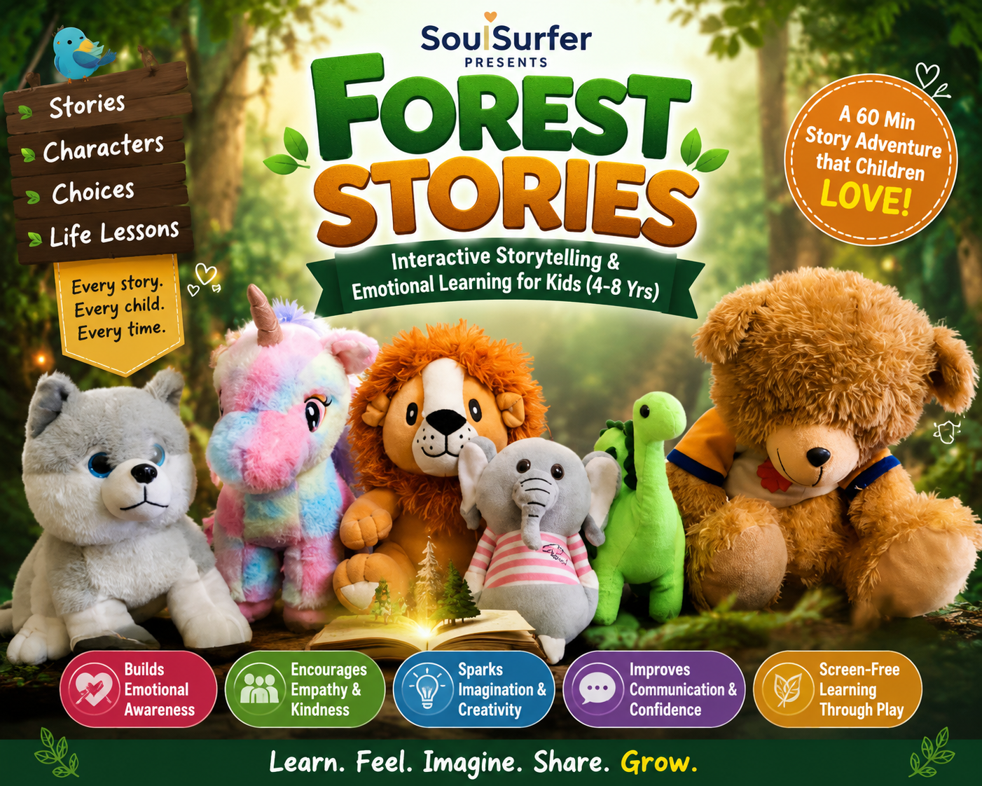 SoulSurfer Forest Stories – Interactive Storytelling & Emotional Learning for Kids (Ages 4–8) - Image 1